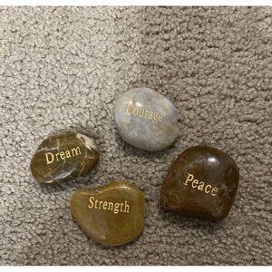 Inspirational Word Pocket Stones - Dream Courage Strength Peace - Earth Tones